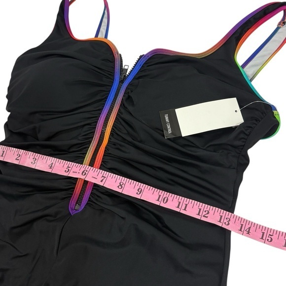 Swim Solutions nwt $98 Women's‎ Shirred Zip-Up One-Piece Swimsuit 8 M - Picture 8 of 11